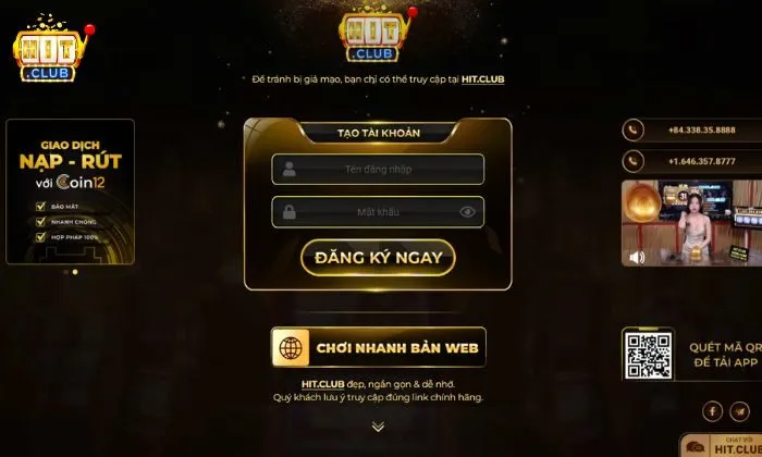 Đăng ký tài khoản tại Hitclub